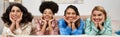 positive and multiethnic girlfriends in modern Royalty Free Stock Photo