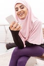 Reading funny jokes and laughing stock photo