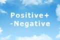 Positive Negative cloud text on blue sky