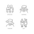 Positive and negative emotions pixel perfect linear icons set