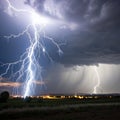 Positive and negative ions attracting to create lightning Royalty Free Stock Photo