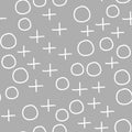 Positive negative white on gray background plus and zero vector seamless repeat pattern Royalty Free Stock Photo