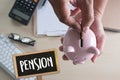 Positive pension Happiness money saving for Retirement financia Royalty Free Stock Photo