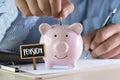 Positive pension Happiness money saving for Retirement financia Royalty Free Stock Photo