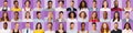 Positive People. Collage of different smiling multicultural men and women faces Royalty Free Stock Photo