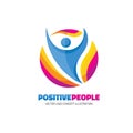 Positive people - creative logo template sign for sport club, health center, music festival etc. Abstract human character figure