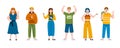 Positive people gesturing ok signs a set of vector isolated illustrations