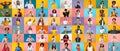 Positive People. Portraits Of Happy Multicultural Men And Woman On Colorful Backgrounds Royalty Free Stock Photo