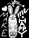 Positive Poster You Make Me Happy Hand Drawn Quote