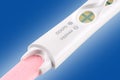 Positive pregnancy test oops close-up Royalty Free Stock Photo