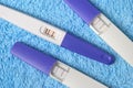 Positive pregnancy tests Royalty Free Stock Photo