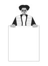 Positive protester flat line black white vector character