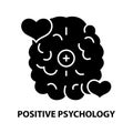 positive psychology icon, black vector sign with editable strokes, concept illustration