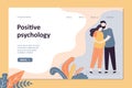 Positive psychology landing page template. Handsome man and pretty woman expecting a baby