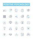 Positive psychology vector line icons set. Hope, Optimism, Happiness, Resilience, Motivation, Gratitude, Self-Esteem