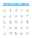 Positive psychology vector line icons set. Hope, Optimism, Happiness, Resilience, Motivation, Gratitude, Self-Esteem