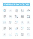 Positive psychology vector line icons set. Hope, Optimism, Happiness, Resilience, Motivation, Gratitude, Self-Esteem