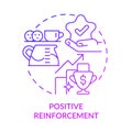 Positive reinforcement purple gradient concept icon