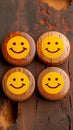 Positive reviews Wooden buttons display smiley faces for customer feedback concept