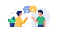 Positive Social Communication, Diverse People with Speech Bubbles, vector design Generative AI Royalty Free Stock Photo