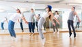 Teenagers training hip hop in dance studio Royalty Free Stock Photo