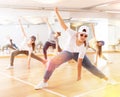 Teenagers training hip hop in dance studio Royalty Free Stock Photo