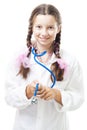 Positive teenager girl pretend to be a doctor