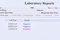 Positive test result of COVID-19 virus