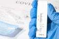 Positive test result using the COVID-19 rapid testing device, antibody sample to the patient's rapid swab serology.