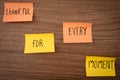 Positive and thankfull notes on a wooden background. Thanksgiving day Royalty Free Stock Photo