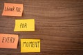 Positive and thankfull notes on a wooden background. Thanksgiving day Royalty Free Stock Photo