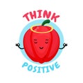 Positive Thinking, cute bell pepper doing meditation