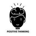 positive thinking icon, black vector sign with editable strokes, concept illustration Royalty Free Stock Photo