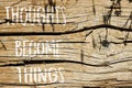 positive thoughts for self esteem building on Wood texture background. Royalty Free Stock Photo