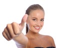 Positive thumbs up success for happy young girl Royalty Free Stock Photo