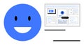 Positive User Experience with Analytics Dashboard and Large Blue happy Face Royalty Free Stock Photo