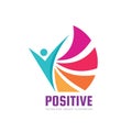 Positive - vector logo template concept illustration. Abstract human character silhouette. Vibrant color symbol. Design element Royalty Free Stock Photo