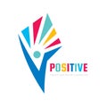 Positive - vector logo template concept illustration. Abstract human character silhouette. Vibrant color symbol. Design element. Royalty Free Stock Photo