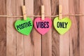 Positive vibes only heart shaped note Royalty Free Stock Photo