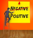 Positive Vs Negative Note Depicting Reflective State Of Mind - 3d Illustration