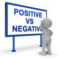 Positive Vs Negative Sign Depicting Reflective State Of Mind - 3d Illustration