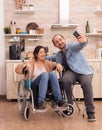 Positive woman in wheelchair Royalty Free Stock Photo