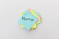 Positive word hand written on a sticky note Royalty Free Stock Photo