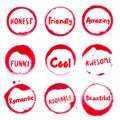 Positive Words collection of round watercolor.