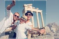 Positive young family take a sammer vacation selfie photo on ant Royalty Free Stock Photo