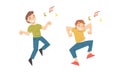 Positive Young Man Dancing Moving Hands and Legs to Music Rythm Vector Set Royalty Free Stock Photo