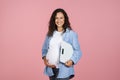 Positive young pregnant woman holding scales, checking weight Royalty Free Stock Photo