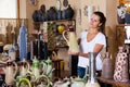 Woman looking for handmade ceramics Royalty Free Stock Photo