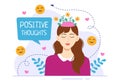 Positives Thoughts Vector Illustration with Thinking Positive as a Mindset in Symbolizing Creativity and Dreams Flat Cartoon