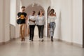 Positivity group of young and stylish students. Royalty Free Stock Photo